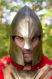 Larp 18ga Brass Antique Steel Medieval Illumine Helmet Knight Warrior Helmet