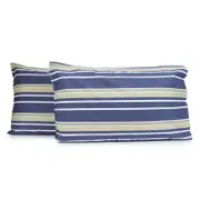2pc Jason Commercial Brighton Pillow Case 48x73cm Blue/Oatmeal Stripe