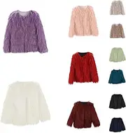 [Betadog] Girls Cozy Faux Long Sleeve Crew Neck Dress CoatGirls Faux Jacket Baby Girls Long Snowsuit