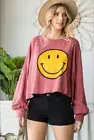 NEW Mauve Smiley Face Top, size XL, Boutique, Free Shipping