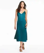 TIGERLILY Yolanthe Emerald Teal Satin Slip Midi Dress NWT RRP$160
