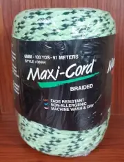 Maxi-Cord Braided Polypropylene 6mm 100YDS 91 Meters Green/green Macrame