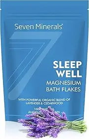 New SLEEP WELL Magnesium Chloride Flakes - Absorbs Epsom Salt - Unique & Natural Full Bath Soak Formula for Insomnia Relief & Healthy Sleep - With USDA Organic Cedarwood & Lavender Oils