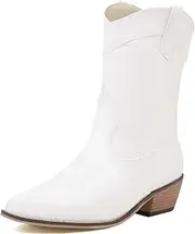 [SJJH] Retro Women Cowboy Boots with Low Chunky Heels and Pointed Toe