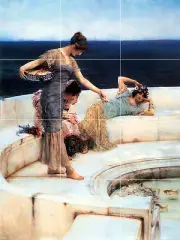 Alma Tadema Silver Favourites Ceramic Mural Backsplash Bath Tile #2229