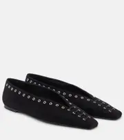 [Toteme] Toteme Suede lace-up ballet flats AU 7 black