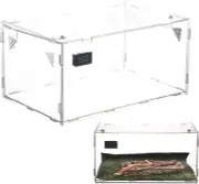 Reptile Terrarium Acrylic Reptile Tank w/Temperature Hygrometer-15.3x9.7x7.6