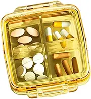 LeoLeoyy Small Silicone Pill Box,Portable Pill Case - Soft Silicone Sorted Storage Supplement Box, Safety Latch Fish Oil Box for Pocket Purse Medicine (Square)
