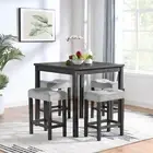 5Pcs Dining Bar Table Chair Set, Industrial Table Set Living Room, Dining Room