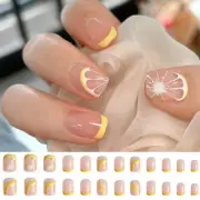 24pcs Short Fake Nails Contracted Artistic Line Nail Arts Manicure False Nails