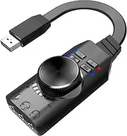 Gs3 USB 2.0 External Sound Card Virtual 7.1 Channel Sound Card Adapter Plug and Play with Headphone Microphone Jacks Volume Control Mute Mic Games Sound Effect Upgrade Version Black Upgrade Version