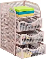 Mind Reader Desktop Accessory Storage, Paper Binder Clip Basket, Workspace, Office, Metal Mesh, 4.75" L x 5" W x 8" H, Pink
