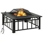 Garden Fire Pit with Poker 81x81x47cm XXL Steel Fire Bowl Patio Heater vidaXL