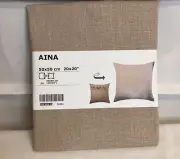 IKEA Aina Beige 100% Linen Throw Pillow Case Cover 20" x 20" NIP!