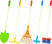 Kids Shovel, Rake for Leaves, Spade, Hoe and Broom, 5Pcs Kids Garden Tools, Gard