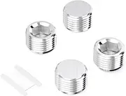 GASHER 4Pcs 3/8NPT Aluminium Pipe Plug Fitting Internal Hex Thread Socket Pipe Plug