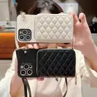 For iPhone Samsung Crossbody Leather Card Wallet Case Phone Cover Stand +Strap