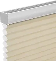 Changshade Cordless Cellular Shades, Light Filtering Honeycomb Shades for Windows, Pull Down Pleated Blinds, Easy to Install for Indoor Windows and French Doors, 34" W x 50" H, Beige