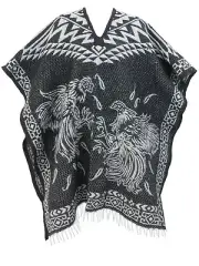 MEXICAN PONCHO Heavy Blanket Material GALLOS BLACK COCK FIGHT Unisex Poncho