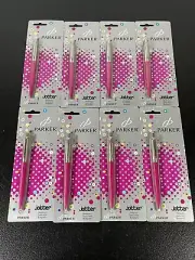Lot 8 Parker Jotter Ballpoint Pens Black Ink Medium Refillable Pink, All New