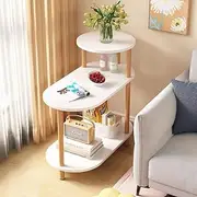 [Hbluefat] Side End Table, 3-Tier Modern Wood Nightstand with Storage Shelf, Sofa Bedside Table for Small Space, Living Room, Bedroom (White)