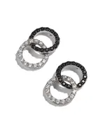White & Black Diamond Double O Earrings in 14K White Gold, 0.50 tcw - 150th Anniversary Exclusive