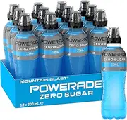Powerade ION4 Mountain Blast Zero Sugar Sports Drink Multipck Sipper Cap Bottles 12 x 600mL