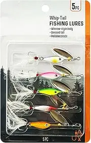 Fishing Spoons Lures,5X Fishing Lure Bait with Feather Tail - Tackle Accessories, Spoon-Shaped Metal Hooks Sequins for All Kinds of Waters Trout, Whitefish, Bream