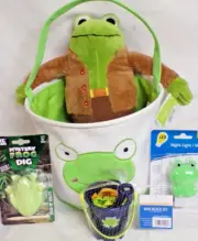 NEW FROG TOY GIFT BASKET SUPPLIES PLUSH NIGHT LIGHT SAND BUCKET & MORE