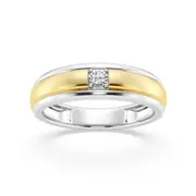 Men's Ring with 0.05ct of Diamonds in 9kt Yellow Gold and Sterling Silver Accents