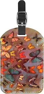 [WOSHJIUK] Luggage Tags,2 Pack Labels Suitcase Tags,Vintage Butterfly Colorful,Luggage Tags Privacy Protection Travel Bag Tag
