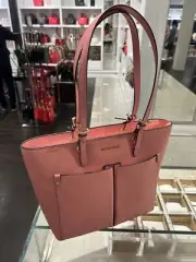 Michael Kors Jet Set Travel Medium Double Pocket Tote Vegan Primrose Pink