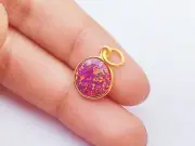 Natural Australian 10 MM Opal charm-18K Solid Gold Handmade Charm Pendant