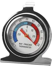 Temperature Meter | Refrigerator Thermometer | Fridge Temperature Gauge | Stainless Steel Standing Temperature Gauge | Large Dial Thermometer with Hanging Hook for Refrigerator Freezer Fridge Cooler