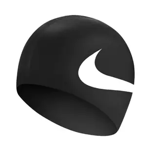 Nike 泳帽 Big Swoosh Silicone Cap 大勾勾 游泳池 矽膠 成人 競速 黑 白 NESS8163001