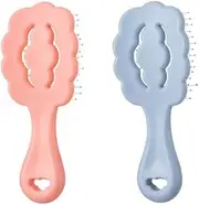 Pet Grooming Brush Set, 2Piece Soft Pin Bristle Pet Grooming Brushes,Pet Detangling Brush Self Cleaning Slicker Comb,Self-Cleaning Slicker Comb with Soft Pin Bristles for Dogs and Cats