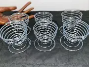 Set 6 Stainless Steel Spring Wire Tray Egg Cups Holder Serving Egg Tray