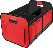 Qianly Trunk Organizer Trunk Storage Organizer with Handles Stowing Tidying Storage Box, Red