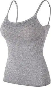 [Generic] Spaghetti Strap Crop Top for Women Cotton Undershirt Adjustable Spaghetti Strap Camisole Tank Tops Plus Size Womens Camisoles with Shelf Bra