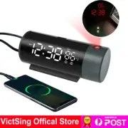 Digital LED Alarm Clock Time Temperature Projection Dimmer Snooze Bedside Clock
