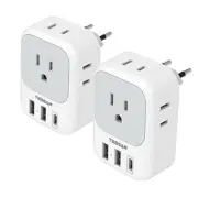 2 Pack European Travel Plug Adapter USB C, US to Europe Type C-Most of Europe