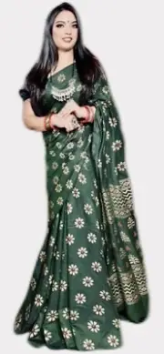 Indian Hand Block Printed Saree Blouse Pure Cotton Sari Ethnic Traditional Wear
