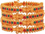 [Efulgenz] Indian Style Bollywood Traditional Rhinestone Religious Indian Bangle Bracelet Set Jewelry for Women