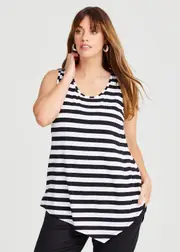 [Taking Shape] Taking Shape Natural Stripe Madison Tank Size 28 in Stripe, Viscose - Plus Size Women's Clothing Stripe