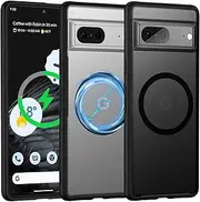 [RUNGOS] Magnetic for Google Pixel 7 Case MagSafe [Stable Magnetic] [Translucent Matte] [Slim Fit] [10Ft Drop Tested] Hard Back Shockproof Protective Case for Pixel 7 Phone Case, Thin Cover 6.3'', Black