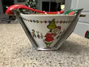 Christmas Kitchen Noodle Bowl The Grinch Ceramic, Chop Sticks and Spoon, New