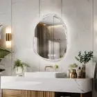 LED Wall Bathroom Mirror with Clear-crystal Frame Stepless Dimming Makeup Mirror