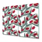 Glass Meat Board Induction Ceramic Hob Cover Worktop Saver Tulips Floral 2x30x52