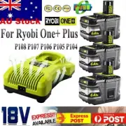 2x 18V 9.0AH For Ryobi One Plus P108 Lithium Battery 6.0Ah P104 Charger