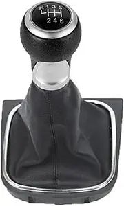 UFHER 5/6 Speed Car Gear Shift Knob Cover Fit For VW Fit For Golf 5 Golf 6 MK5 MK6 R32 GTI 2004-2009 Manual Stick HandBall shifter gaiter boot cover(Black Line 6 Speed)